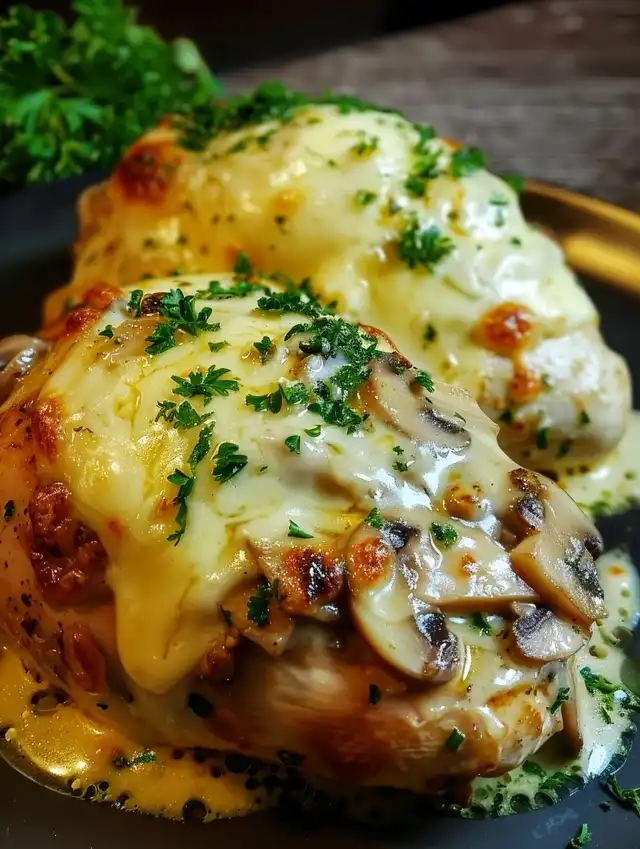 Cheesy Garlic Butter Mushroom Stuffed Chicken intro