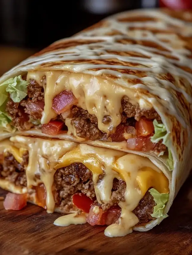 Huge Bacon Cheeseburger Burrito Huge Bacon Cheeseburger Burrito into