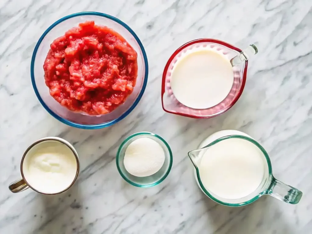 Easy Strawberry Ice Cream ingredients for Easy Strawberry Ice Cream