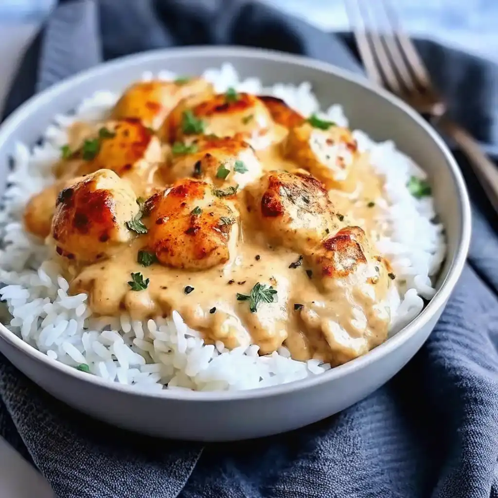 Creamy Smothered Chicken and Rice intro Creamy Smothered Chicken and Rice