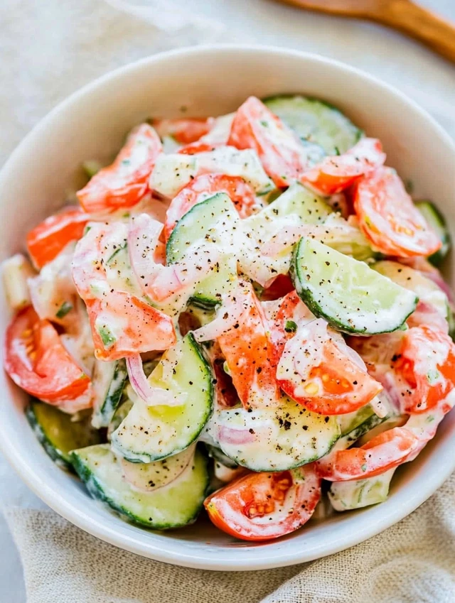 Creamy Cucumber Tomato Onion Salad