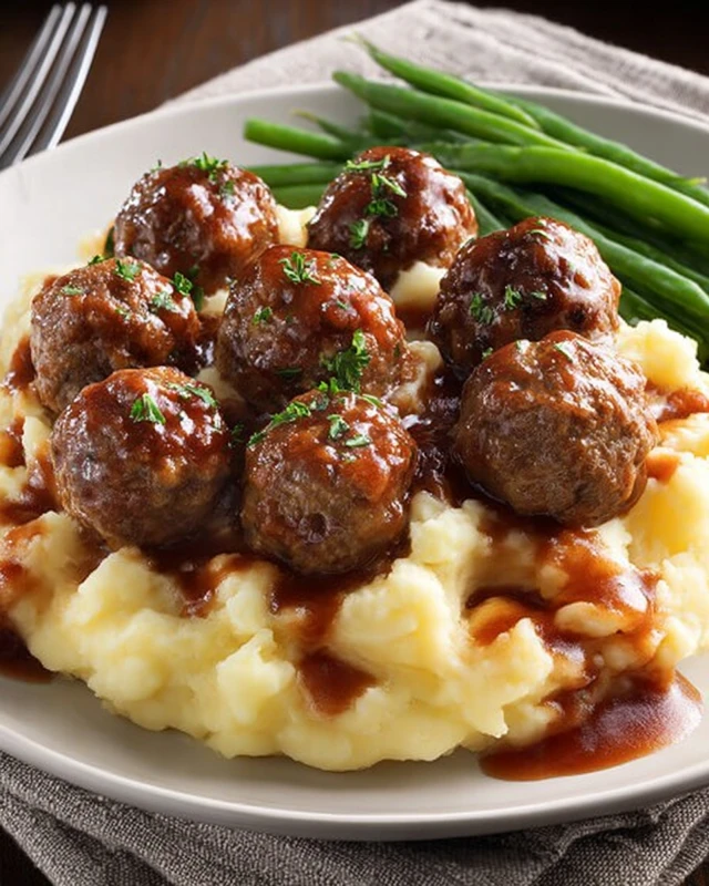 Salisbury Meatballs and Mashed Potatoes Salisbury Meatballs and Mashed Potatoes ingredients