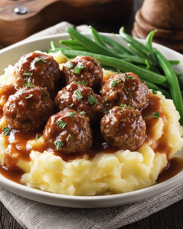 Salisbury Meatballs and Mashed Potatoes Salisbury Meatballs and Mashed Potatoes intro
