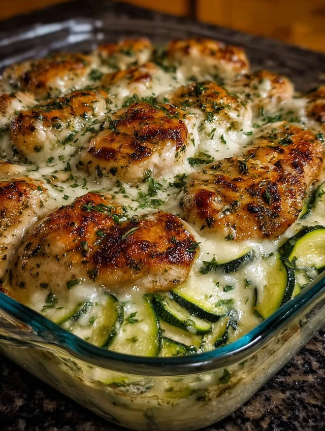 Creamy Cottage Cheese & Zucchini Chicken Bake