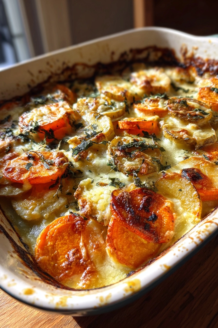 cheesy root vegetable gratin