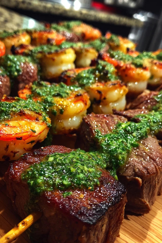 Grilled Surf and Turf Skewers with Chimichurri