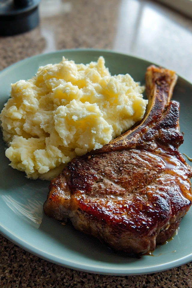Caramelized Ribeye Steak with Creamy Mashed Potatoes