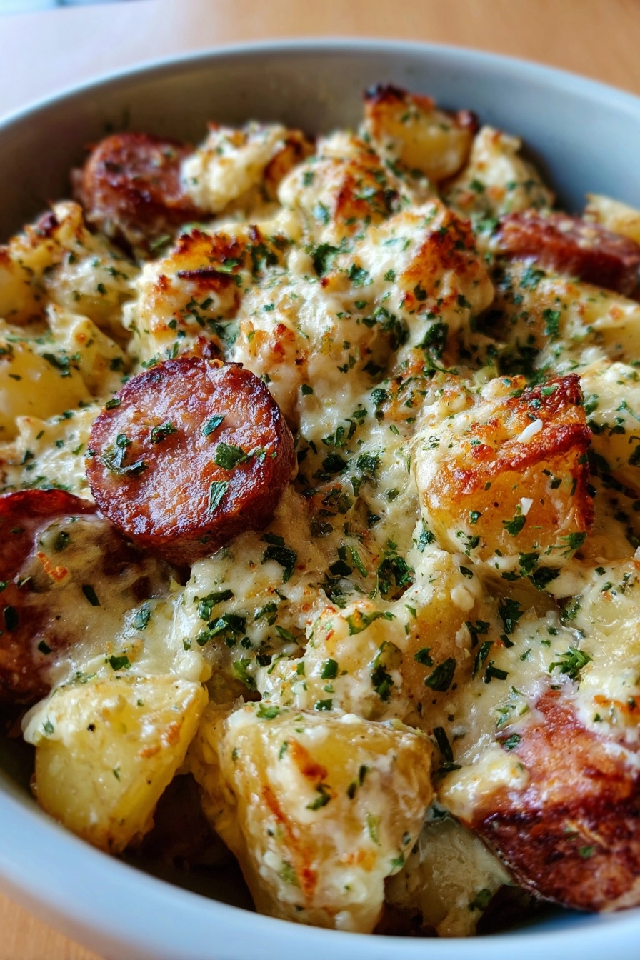 Cheesy Ranch Potatoes with Smoked Sausage