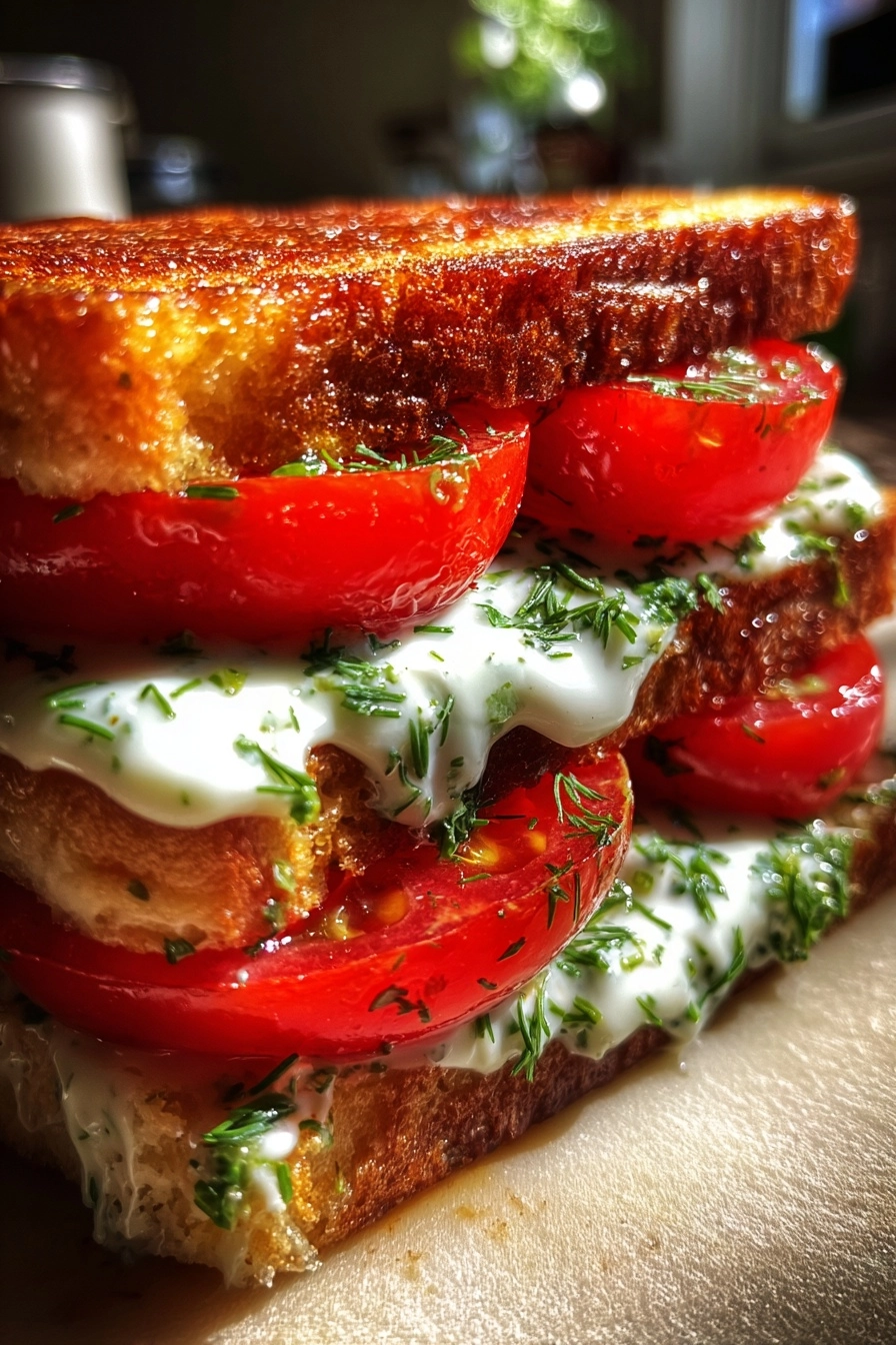 Irresistible Tomato Sandwich with Creamy Dill Surprise Awaits! Irresistible Tomato Sandwich with Creamy Dill Surprise