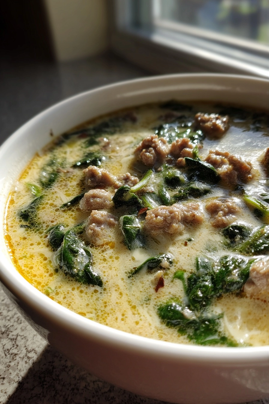 Creamy Italian Sausage Spinach Soup