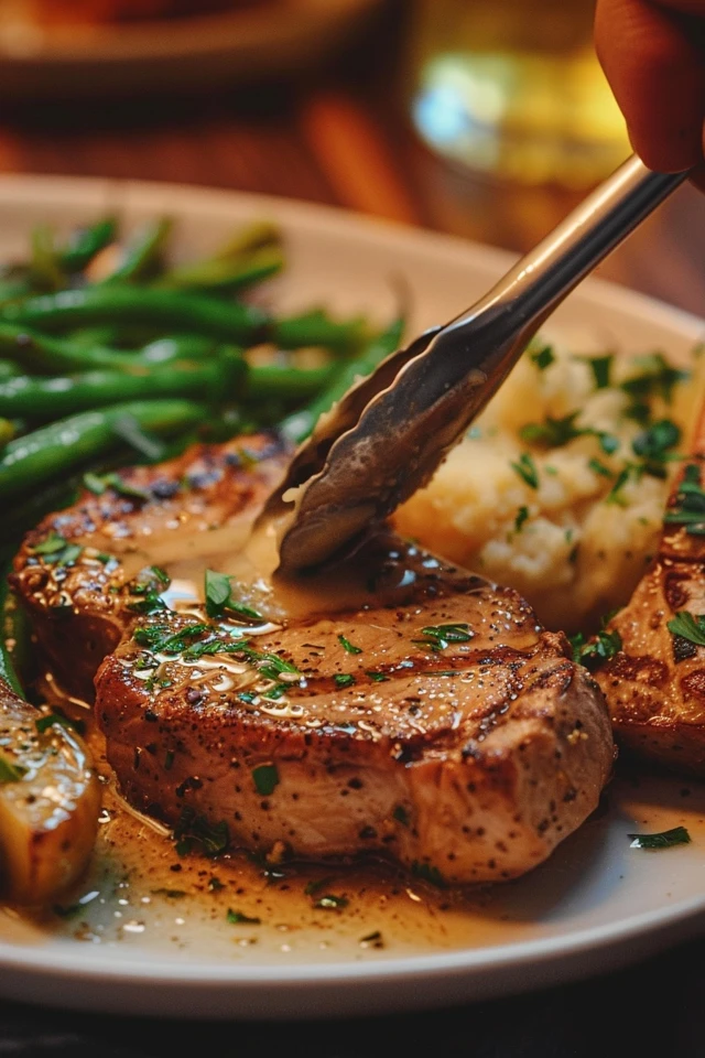 Keto Crockpot Pork Chops with Garlic Butter Sauce Delight! How to Make Keto Crockpot Pork Chops with Garlic Butter Sauce Step 5 Serve and Enjoy