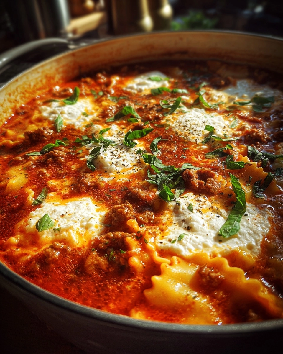 One-Pot Lasagna Soup with Ricotta Cheese for Easy Dinner! One-Pot Lasagna Soup with Ricotta Cheese