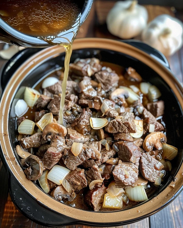 Beef Stroganoff Crockpot: Effortless Flavor in Every Bite! Step 2: Combine in the Crockpot