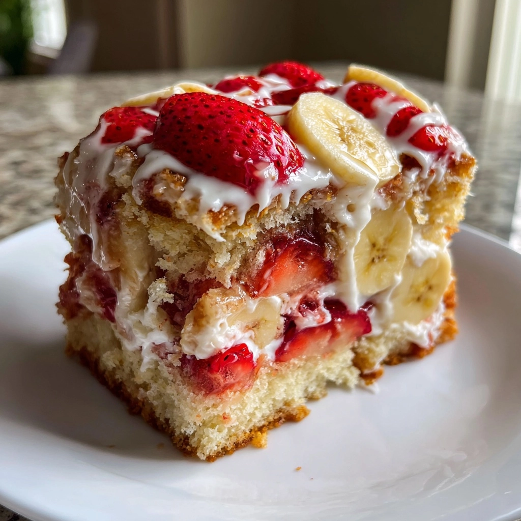 Easy strawberry banana poke cake you can make today! easy strawberry banana poke cake