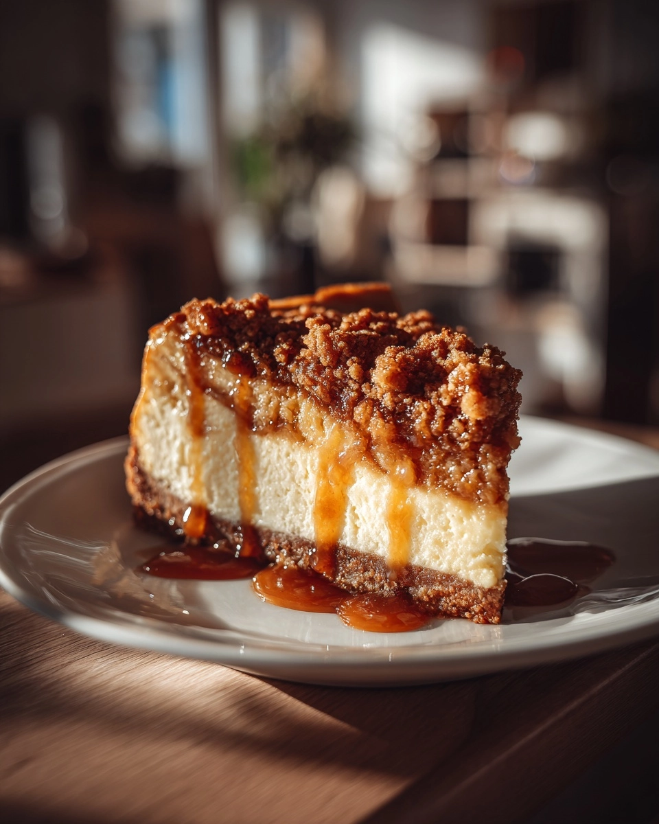Salted Caramel Vegan Apple Crumble Cheesecake