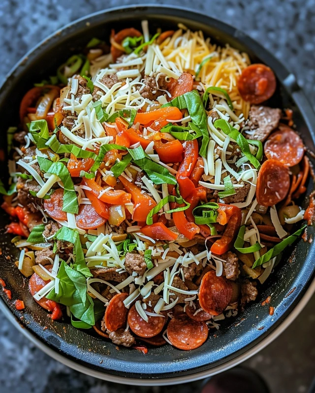 Easy Low-Carb Keto Crustless Pizza Casserole: A Must-Try! Step 4 Combine Ingredients