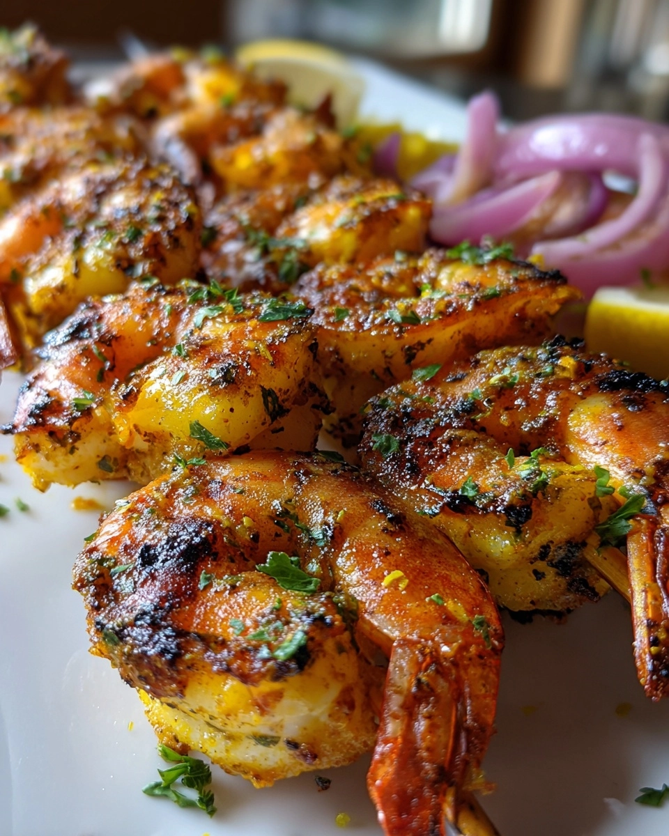 saffron and lemon grilled shrimp skewers