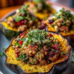 sage sausage stuffed acorn squash