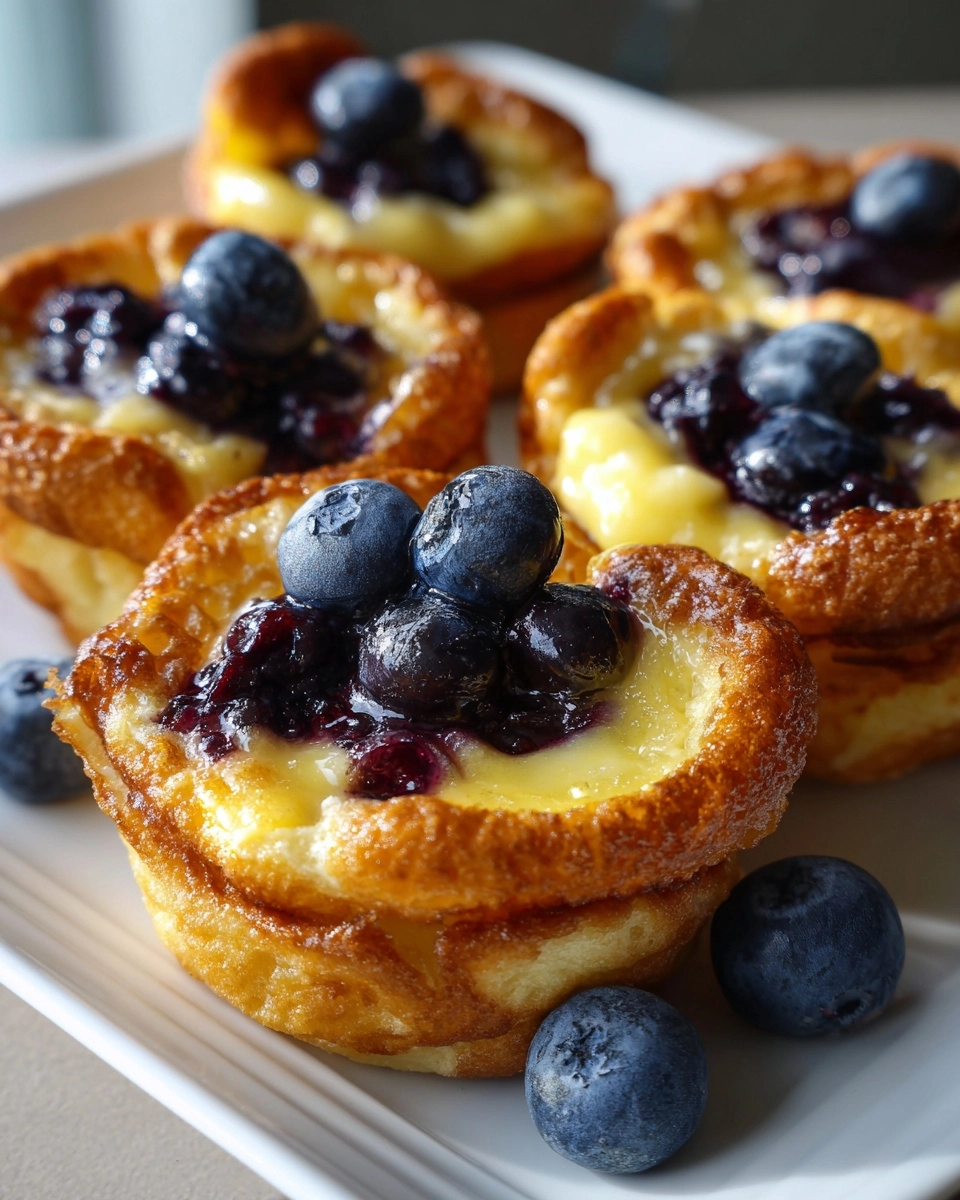 Mini Dutch Babies with Lemon Curd and Blueberries Delight