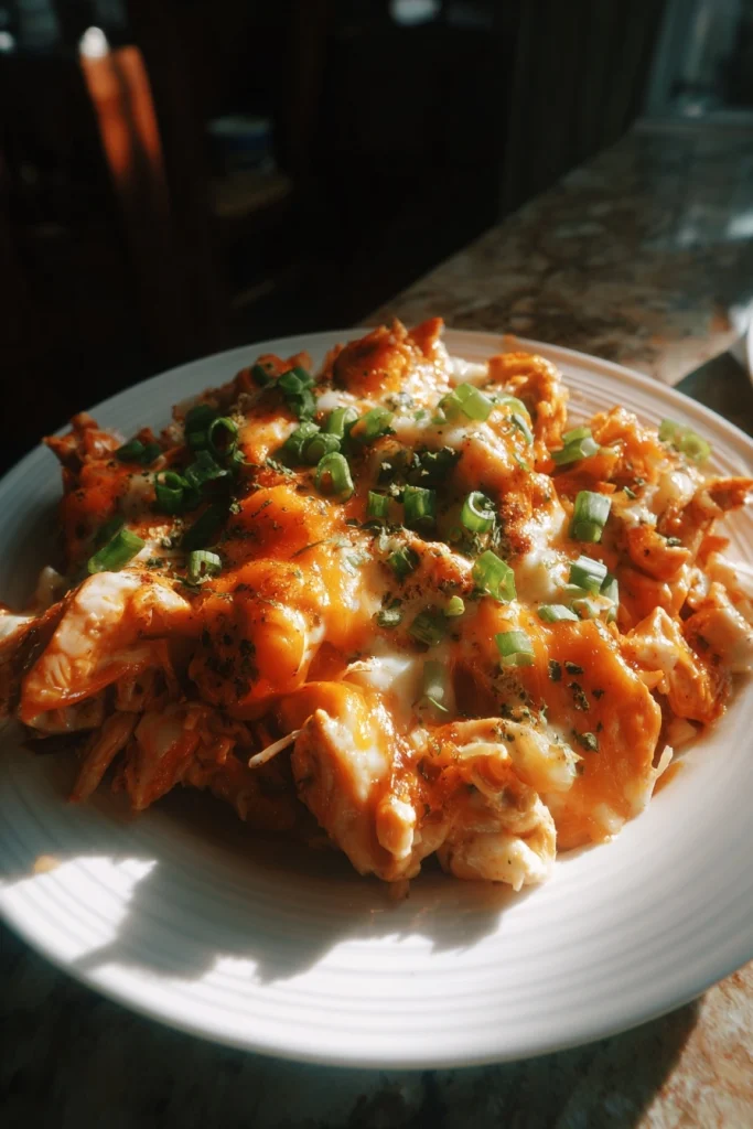 High Protein Cheesy Buffalo Chicken