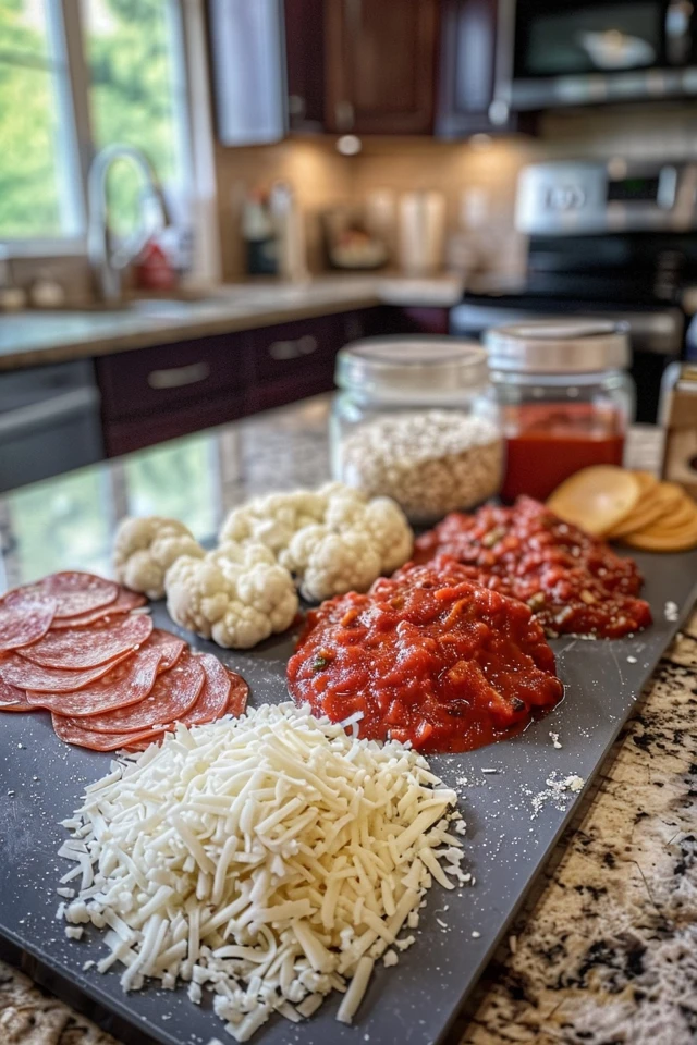 Ingredients for Pizza Casserole Low Carb