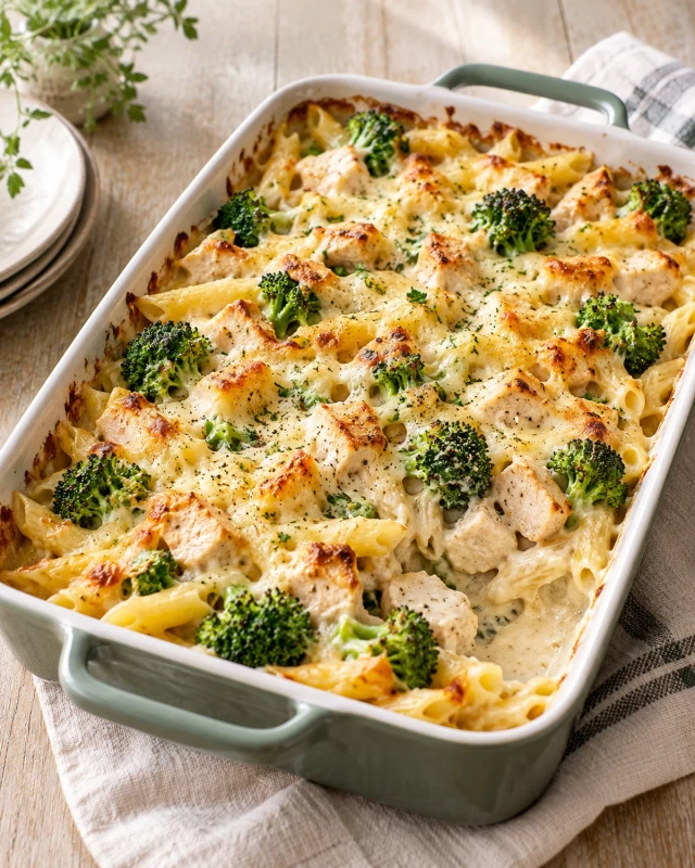 Gluten-Free Broccoli Chicken Alfredo Bake