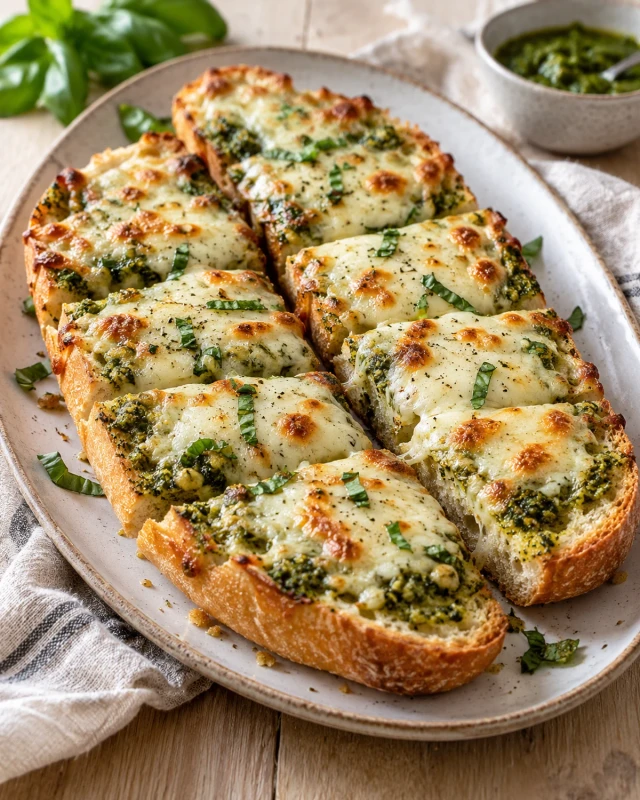 Gluten-Free Cheesy Pesto Garlic Bread
