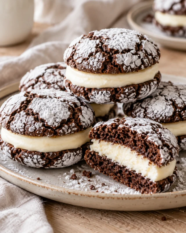 Gluten-Free Chocolate Crinkle Sandwich Cookies