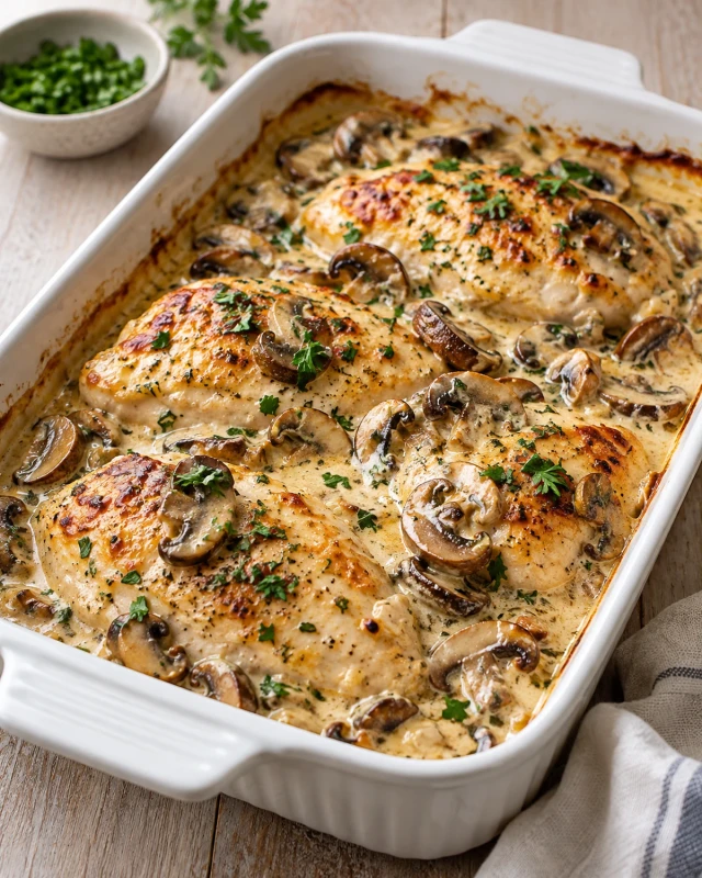Gluten-Free Creamy Chicken and Mushroom Bake