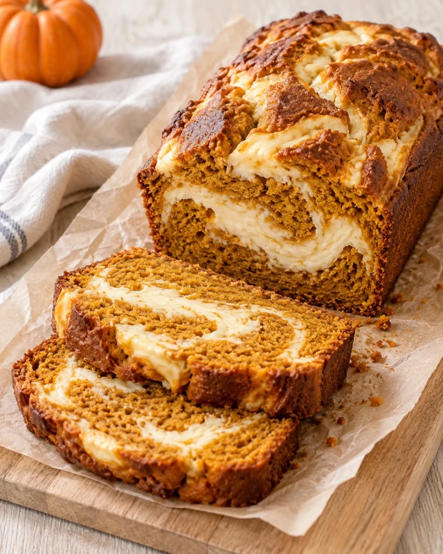 Gluten-Free Pumpkin Cream Cheese Swirl Bread