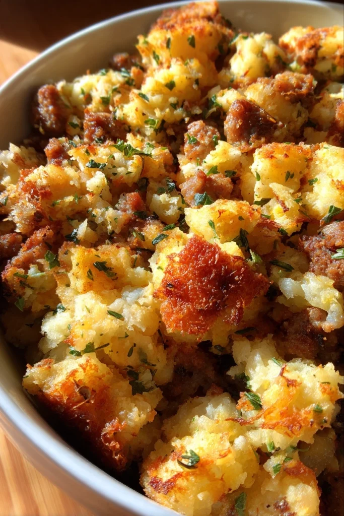 Keto Cauliflower Stuffing with Sausage