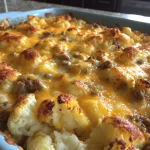 Keto Cheesy Beef and Cauliflower Bake