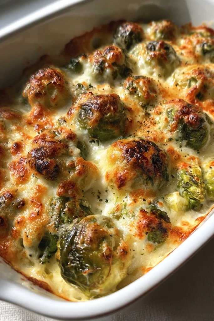Keto Cheesy Brussels Sprouts Bake