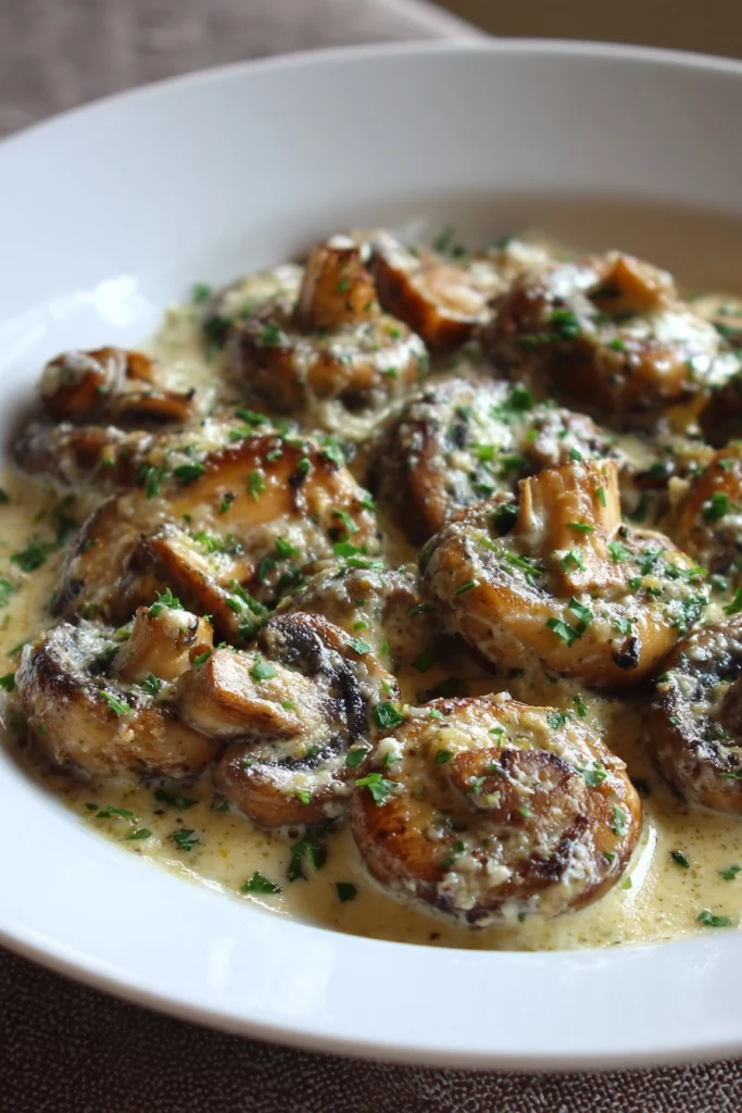 Keto Creamy Garlic Parmesan Mushrooms